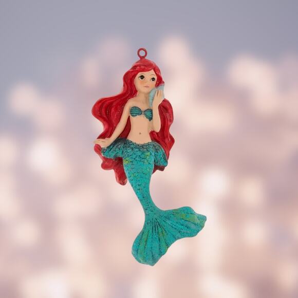 Mermaid Ornament Flowing Red Hair Aqua Tail Christmas Tree Beach Nautical - Picture 2 of 2